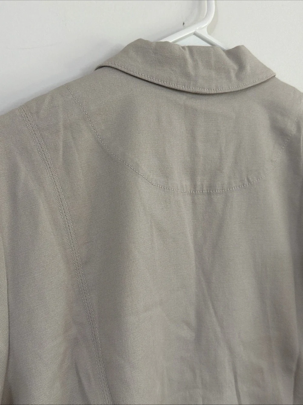 Eileen Fisher XL Muslin Notch Collar Jacket Khaki Beige Blazer Organic Cotton